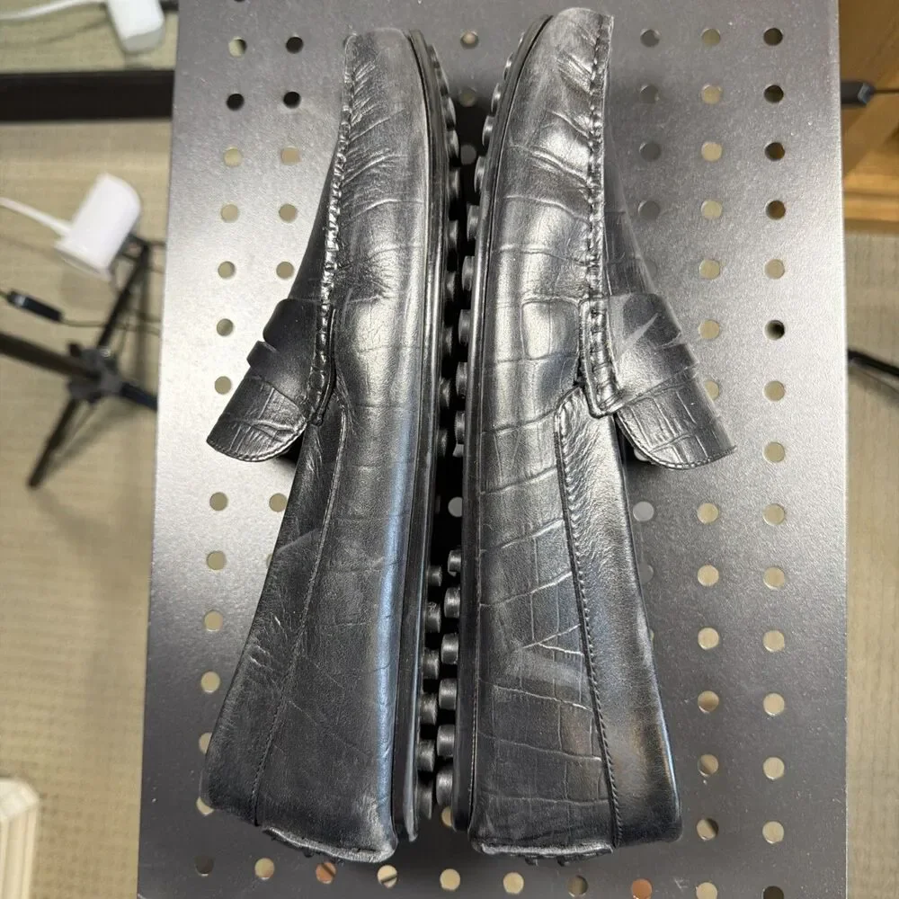 Steve Madden York Mens 10 Black Croc Leather Driver